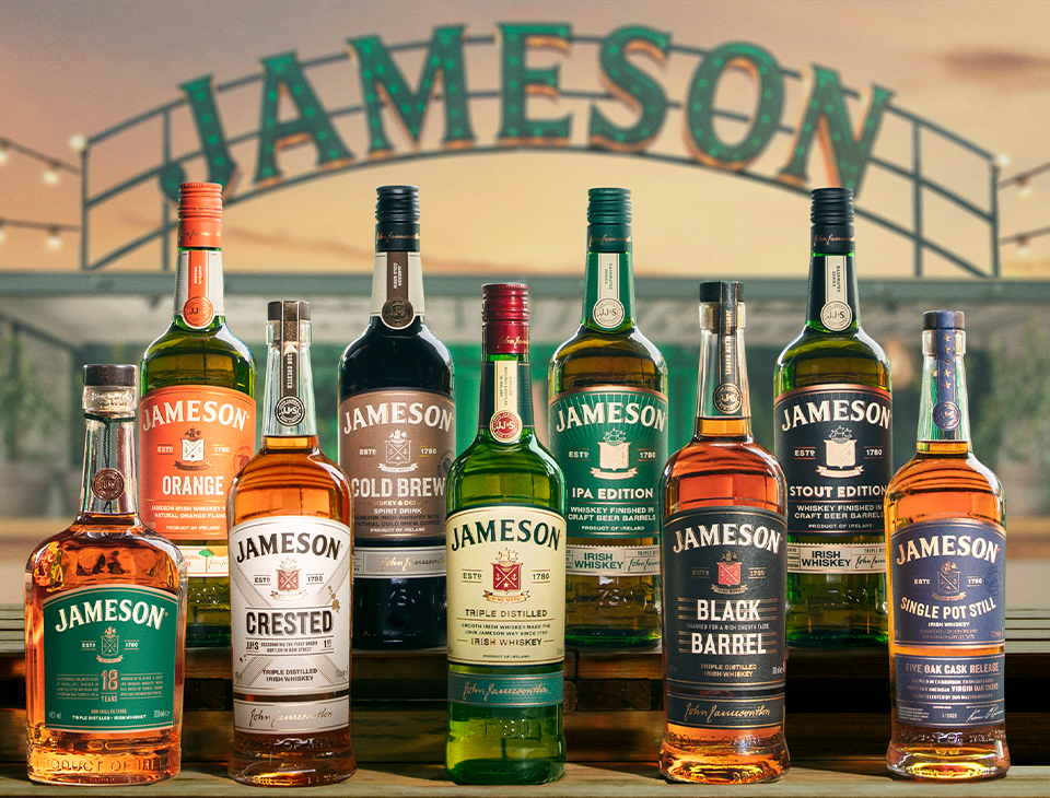 Full Range of Jameson Whiskey Family Bottles