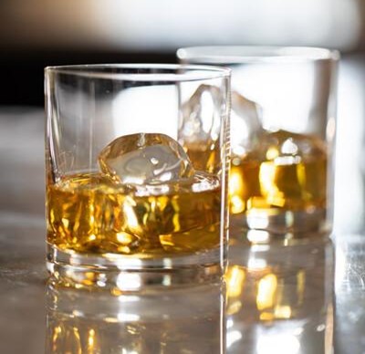 two jameson irish whiskey servings on ice